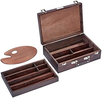 kingart wood art storage box with espresso stain, side view