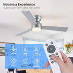 asyko 46" silver modern low profile ceiling fans, side view