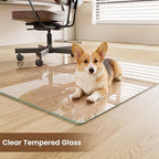 30"x48" Tempered Glass Chair Mat for Carpet | Tempered Glass, Round Corner, Desk Floor Mat for Office Chair/Rolling Chair/Hardwood Floor, 6 Anti-Slip Pads