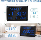 raynic digital clock, 11.5" large display calendar clock showing dimensions