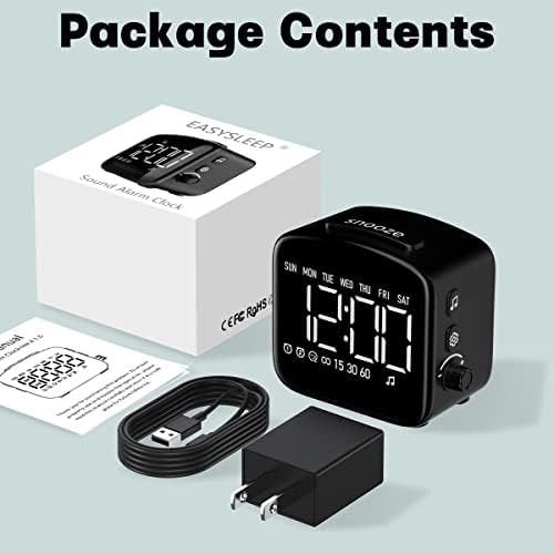 easysleep acoustic sound alarms digital wake up clock on a desk or shelf