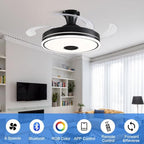 42'' retractable ceiling fan with lights, smart ceiling, side view