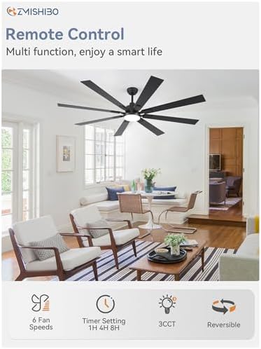zmishibo 72" ceiling fans with lights for patio, side view