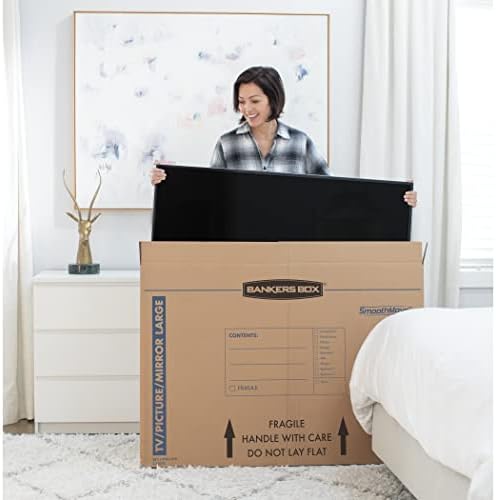 bankers box 4-pack medium tv/picture/mirror moving boxes showing dimensions