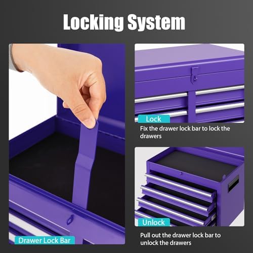 dreamade 5-drawer tool chest combo, rolling tool cabinet on a desk or shelf