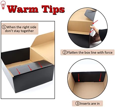 hoikwo 20 packs black 12x9x4 medium shipping boxes, side view