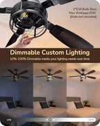 edishine 52" farmhouse ceiling fans with light and, close-up detail