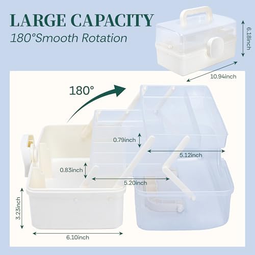 3-layer storage box with handle large art craft shown in use