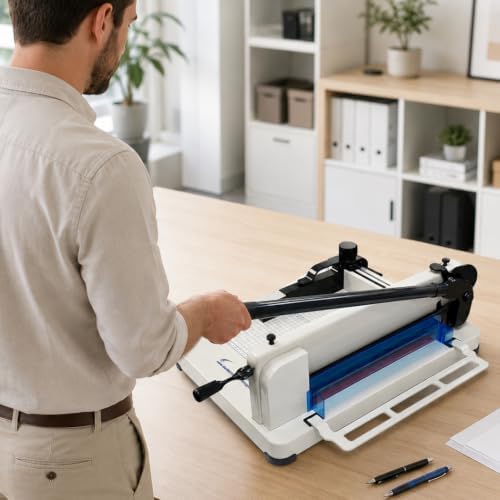 HFS(R) Heavy Duty Guillotine Paper Cutter 400 Sheet Capacity | Solid Steel Co...