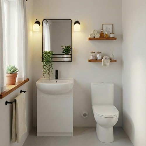 IAE Floating Wall Shelves 16 inch,Bathroom Shelving Wall Mounted,Teak