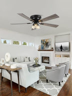 52 inch vintage flush mount ceiling fan with, close-up detail