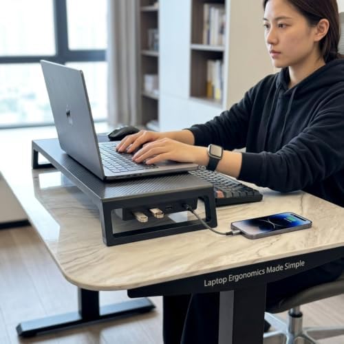 Zapuno Desk Organizer and Accessories, Computer Monitor Stand Riser with USB ...