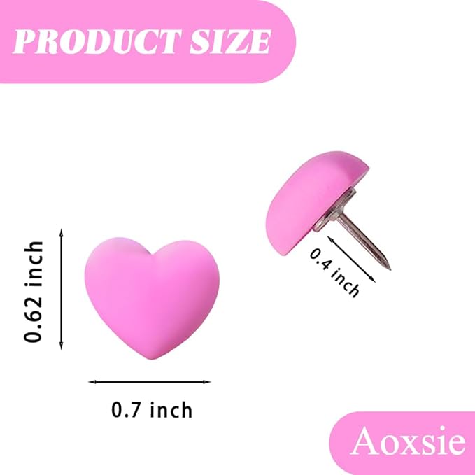 Aoxsie 28pcs Decorative Cute Push Pins Heart Red Thumbtacks Thumb Tacks Pushpins - Image 2