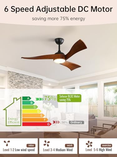sofucor 52 inch ceiling fan with light and on a desk or shelf