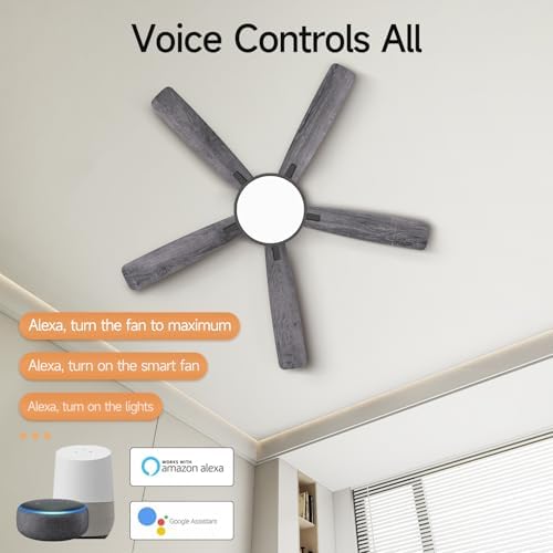 52" smart ceiling fans with lights compatible with showing dimensions