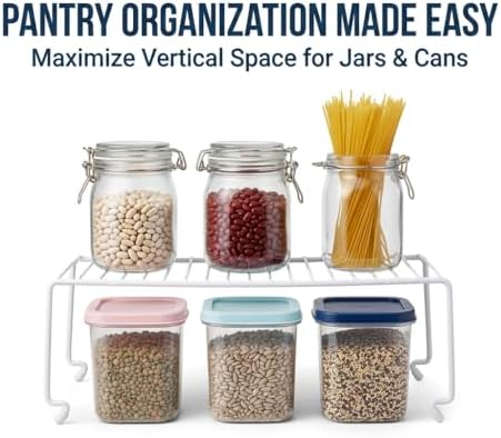 4-Pack Kitchen Cabinet Shelf Riser - Stackable Cupboard Organizer & Wire ...