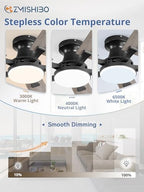 zmishibo 52 inch ceiling fans with lights, remote&app, close-up detail