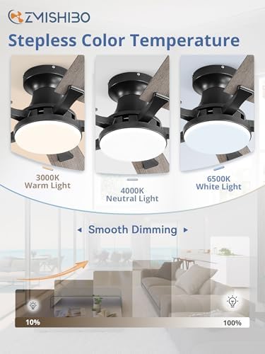 zmishibo 52 inch ceiling fans with lights, remote&app, close-up detail