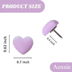 Aoxsie 28pcs Decorative Cute Push Pins Heart Purple Thumbtacks Thumb Tacks - Image 2