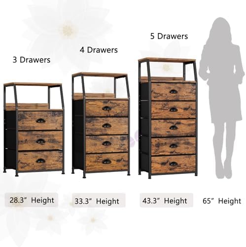 Furnulem Night Stand, Tall 4 Drawers Dresser - Image 4