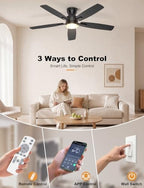 ohniyou 52'' low profile ceiling fan with lights, front angle view