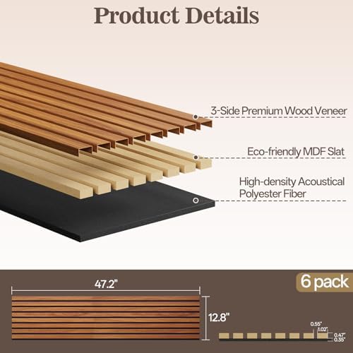acoustic wood panels for wall 47.24" x 12.79" shown in use