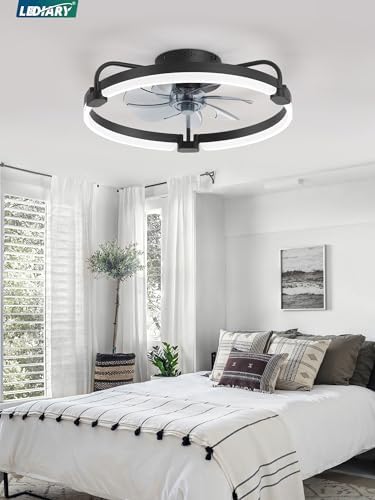 lediary 20" ceiling fans with lights and remote, front angle view