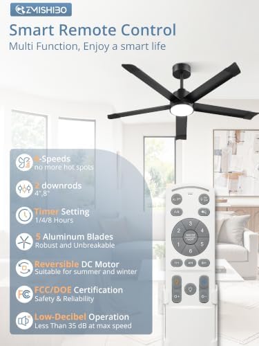 zmishibo 52 inch ceiling fans with lights, bend-resistant shown in use