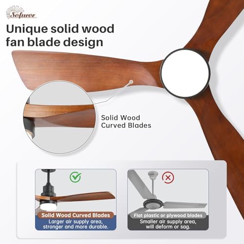 sofucor 52 inch solid wood ceiling fans with on a desk or shelf
