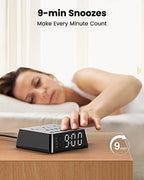 jackyled alarm clock with 4 usb chargers, power, side view
