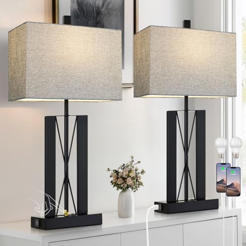 Lolikit 25" Table Lamps Set of 2, Modern Table Lamp for Living Room with...