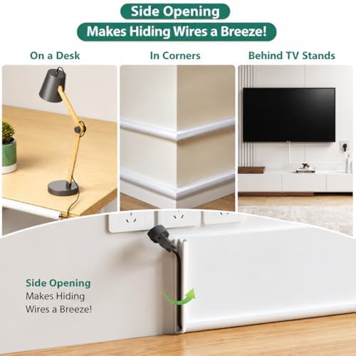 Cord Hider Raceway Kit for 2-3 Cable, 196" Silicone TV Cable Hider for Wall