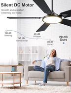 ojx 52 inch ceiling fans with lights and shown in use
