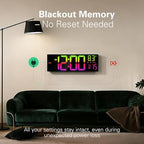 jall 16" large digital wall clock with rgb, front angle view