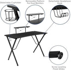 Flash Furniture Optis Black Gaming Desk and Black Footrest Reclining Gaming Chair Set with Cup Holder, Headphone Hook, and Monitor/Smartphone Stand | Cup Holder, Headphone Hook, Monitor/Smartphone Stand