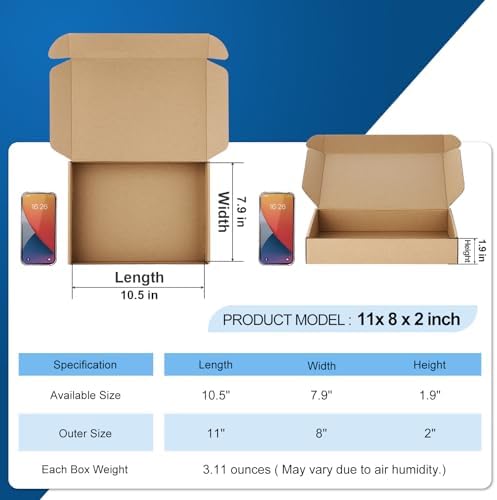 famagic 30 pack 11x8x2 brown shipping boxes for shown in use
