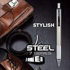 Zebra Pen F-701 Retractable Ballpoint Pen, 0.8mm Fine Point, Stainless Steel Barrel, Black Metal Pen with 2 Ink Refills (Pack of 2)