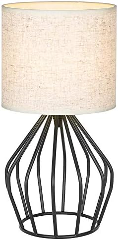 HAITRAL Black Modern Table Lamp - Minimalist Small Bedside Lamp,13.8 Inch