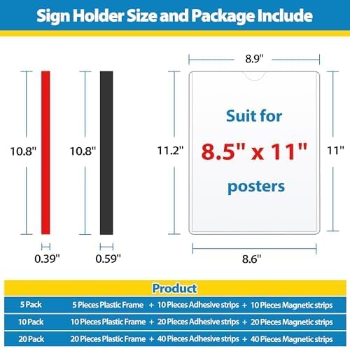 Magnetic Sign Holder Wall Mount 8.5 x 11, Plastic Door Display Frame - Image 4