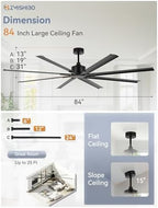 zmishibo 84 inch heavy-duty ceiling fan without light, package contents