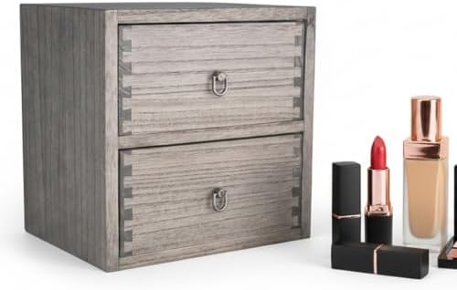 DDYURI Wooden Desktop Drawer Organizer Box 2-Tier Tabletop Storage Cabinet fo...