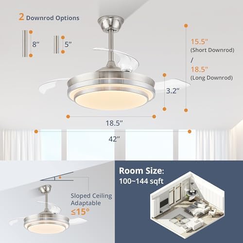 lediary 42 inch retractable ceiling fans with lights on a desk or shelf