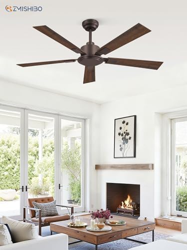 zmishibo 52 inch ceiling fan without light, brown, front angle view