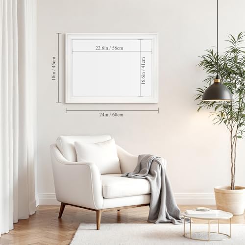 4 THOUGHT Dry Erase Board, 24" x 18" Magnetic Whiteboard, White