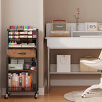 homsorout 3 tier rolling cart - metal utility showing dimensions