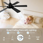 52'' ceiling fans with lights and remote control, view 9