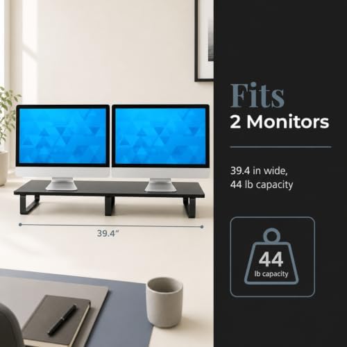 Mount-It! 39" Extra Long Dual Monitor Stand Riser – Ergonomic Desk Organ...