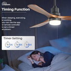 sofucor 52 inch solid wood ceiling fans with, front angle view