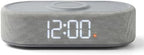 fabric digital alarm clock for bedroom, wireless charging, front angle view