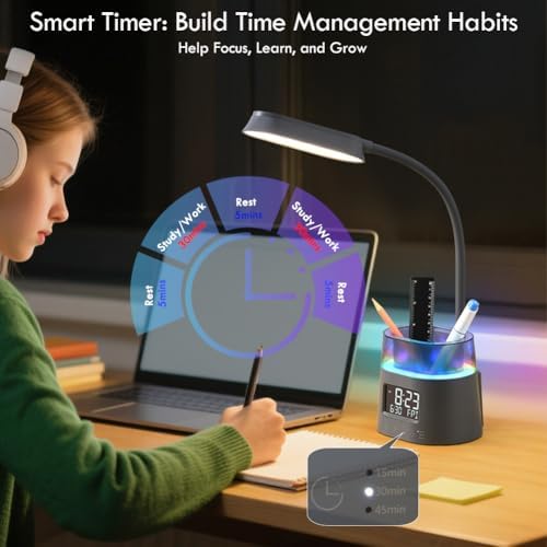 WILIT LED Desk Lamp for College Dorm Room Essentials, 3 Modes,Touch, Gray